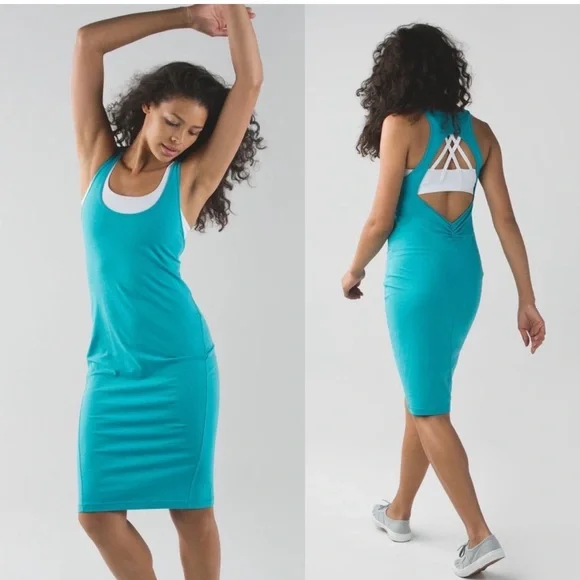 lululemon open back midi dress Lululemon Pima Cotton Open Back Midi Dress NWT Sizes 2 4 6 8 10 12 White  Cotton